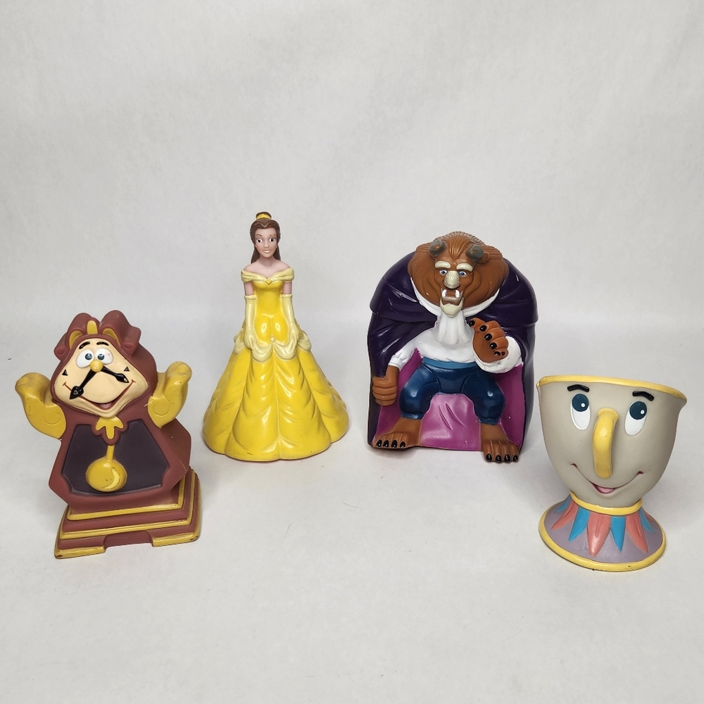 Vintage Disney Beauty and the Beast Set of 4 Rubber Hand Puppets